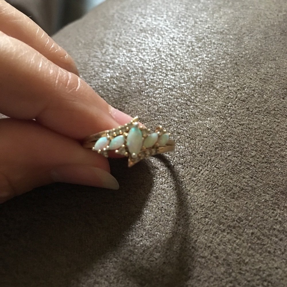 Opal ring gold over silver